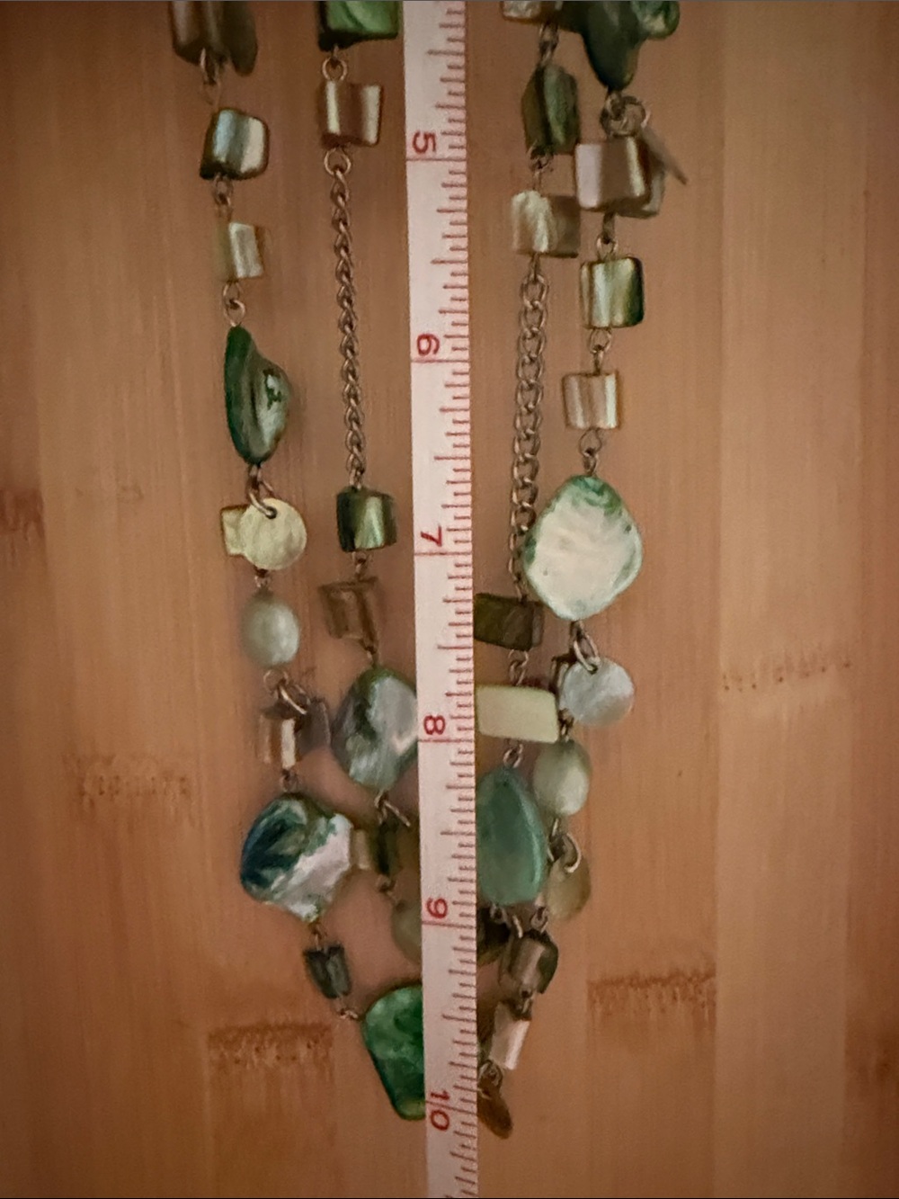 Handmade Green Shell & Bead Multi-Strand Necklace - Picture 2 of 2